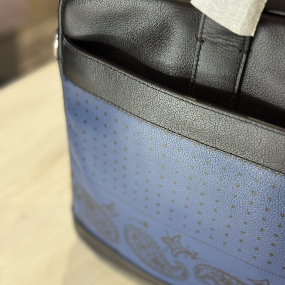 Coach Hamilton Blue and Black Paisley Leather Briefcase - Picture 5 of 13